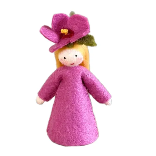 Ambrosius Ambro-dolls Fata Pink Hibiscus bambola Waldorf feltro