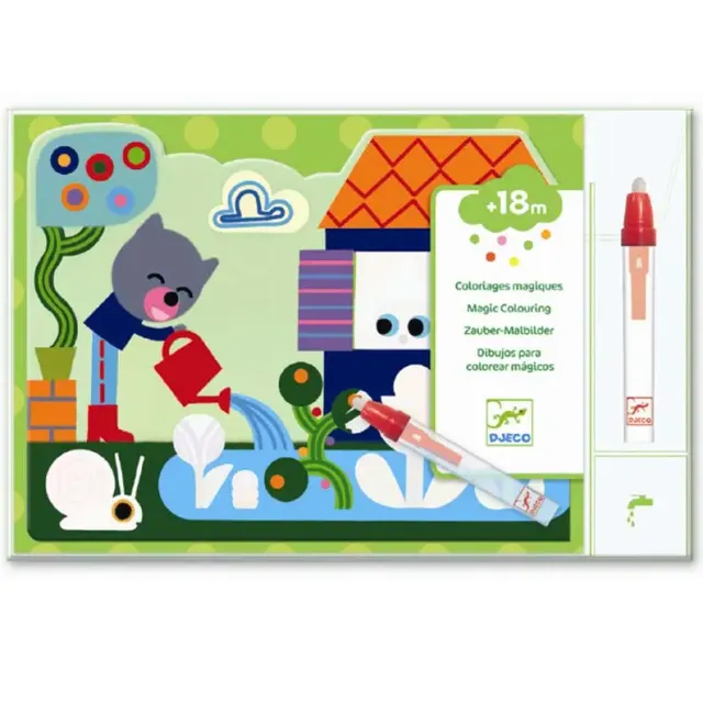 Djeco Garden set colora con acqua 4 schede 18 mesi