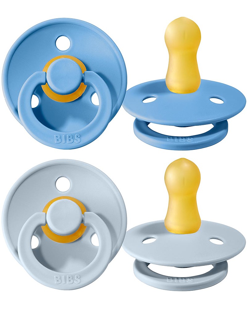 BIBS Colour ciuccio gomma naturale azzurro e blu set 2