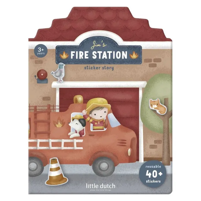 Little Dutch Bomberos libro stickers riusabile bimbi