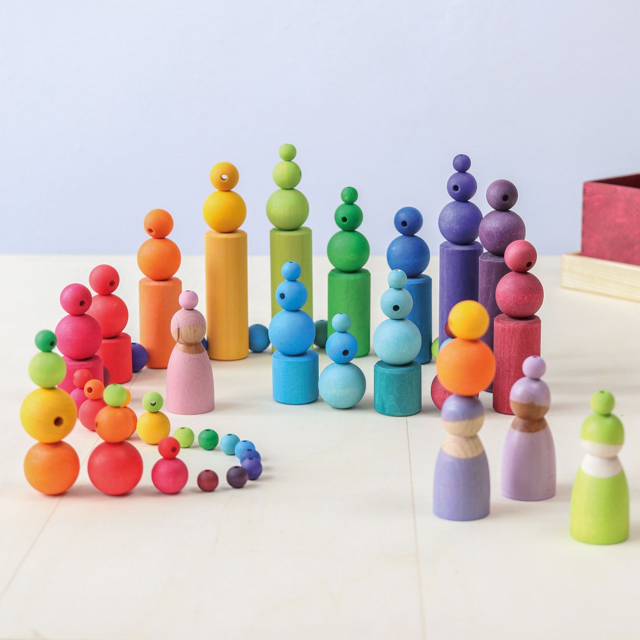 Grimm's Perle Arcobaleno perline legno piccole 120 pezzi