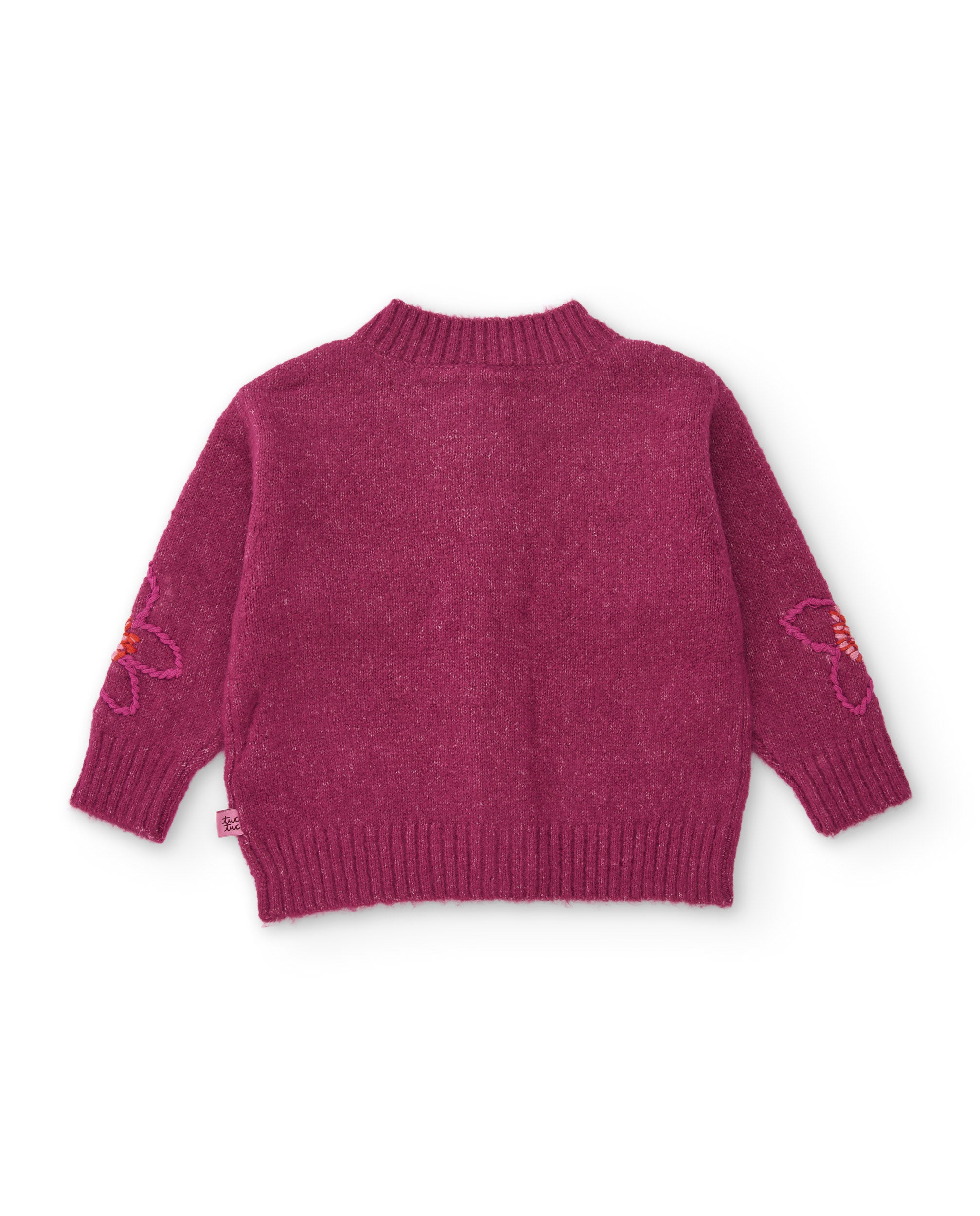 Tuc Tuc cardigan bambina viola ricamo fiori incrociato