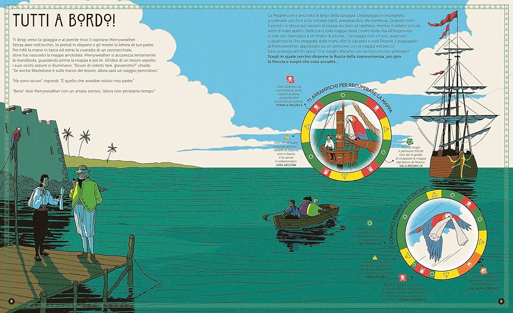 L'Ippocampo Gira e sopravvivi Pericolo pirati libro game 64 pagine