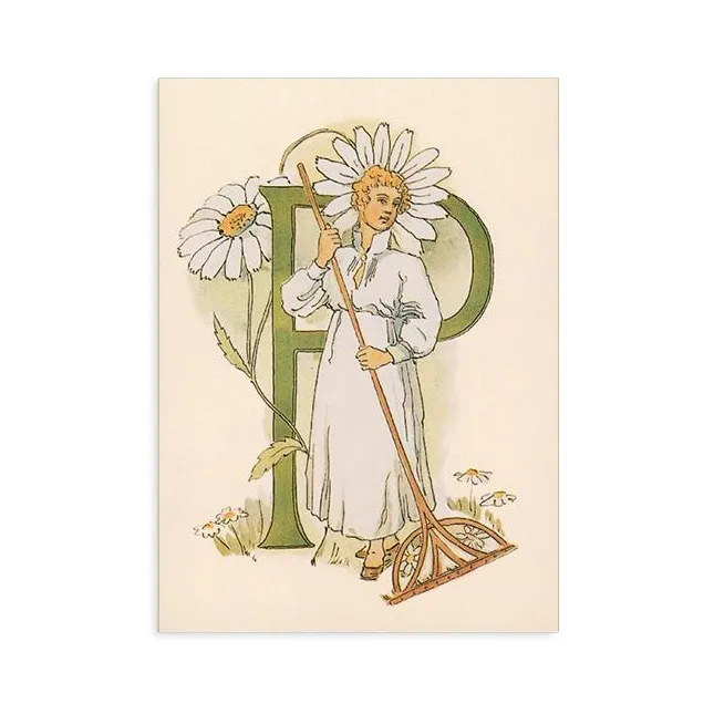 Ottilia Adelborg Alfabeto Fiorito cartolina lettera P fiori