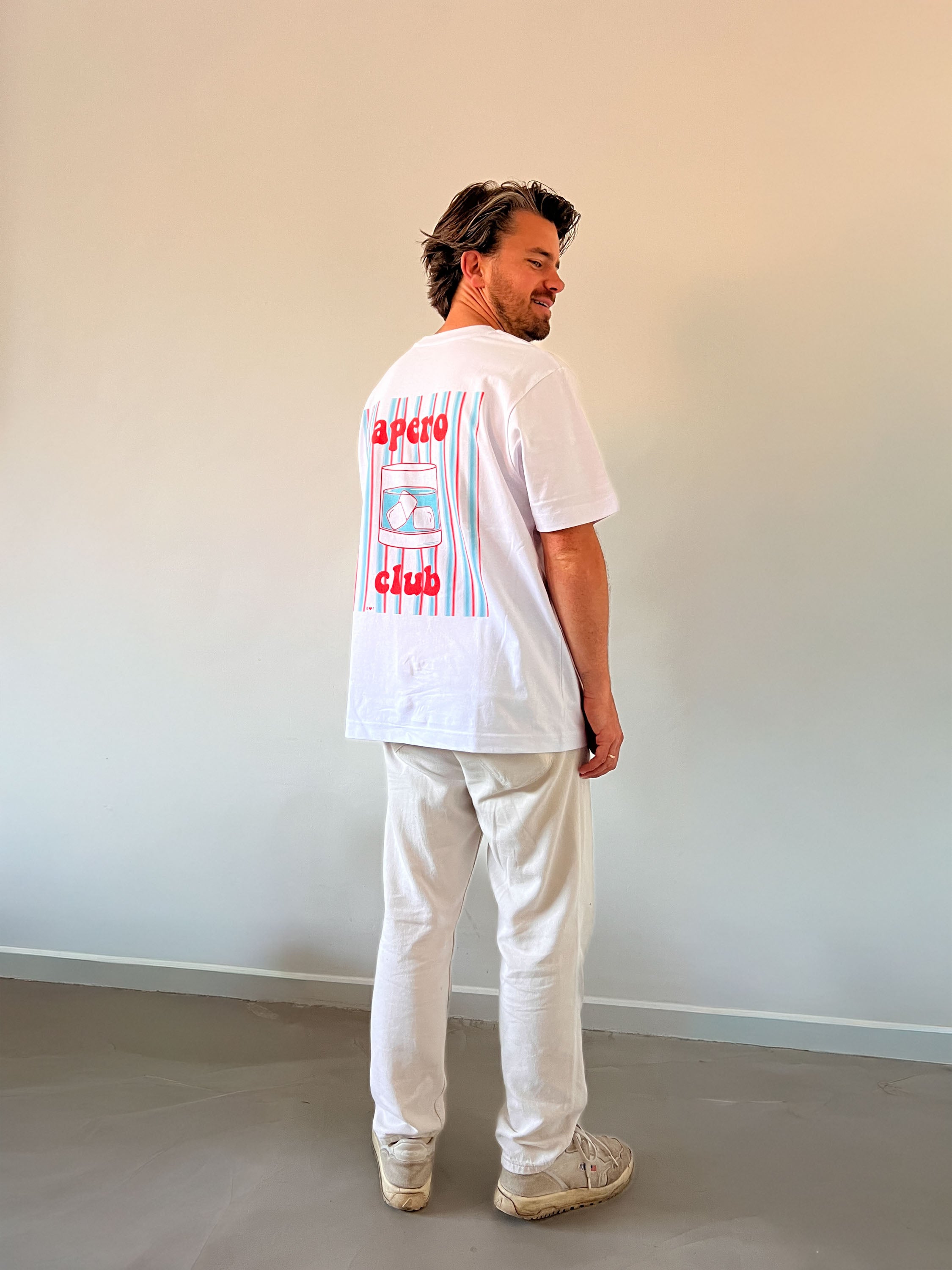 Ella and Rapha APERO CLUB PRINT t-shirt bianca loose fit