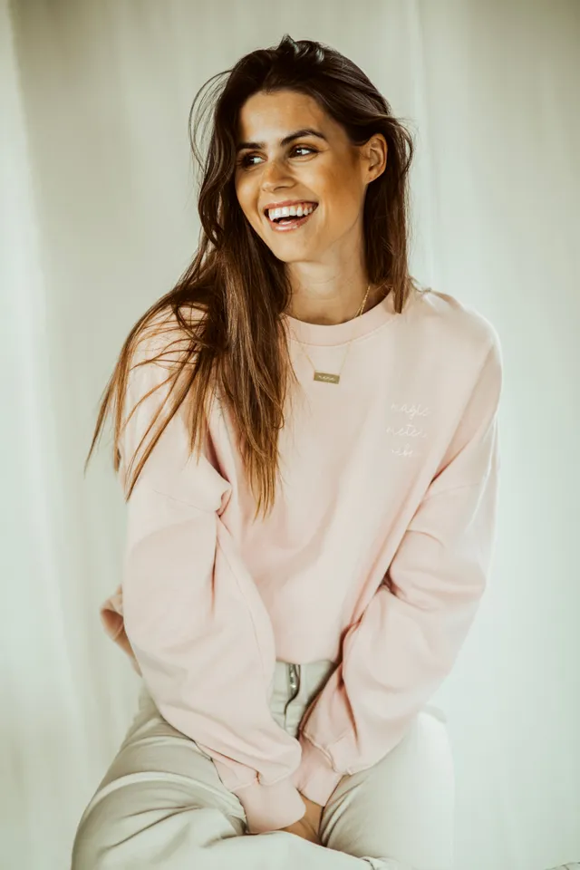 Ella and Rapha Meter felpa pearl rose rosa loose fit