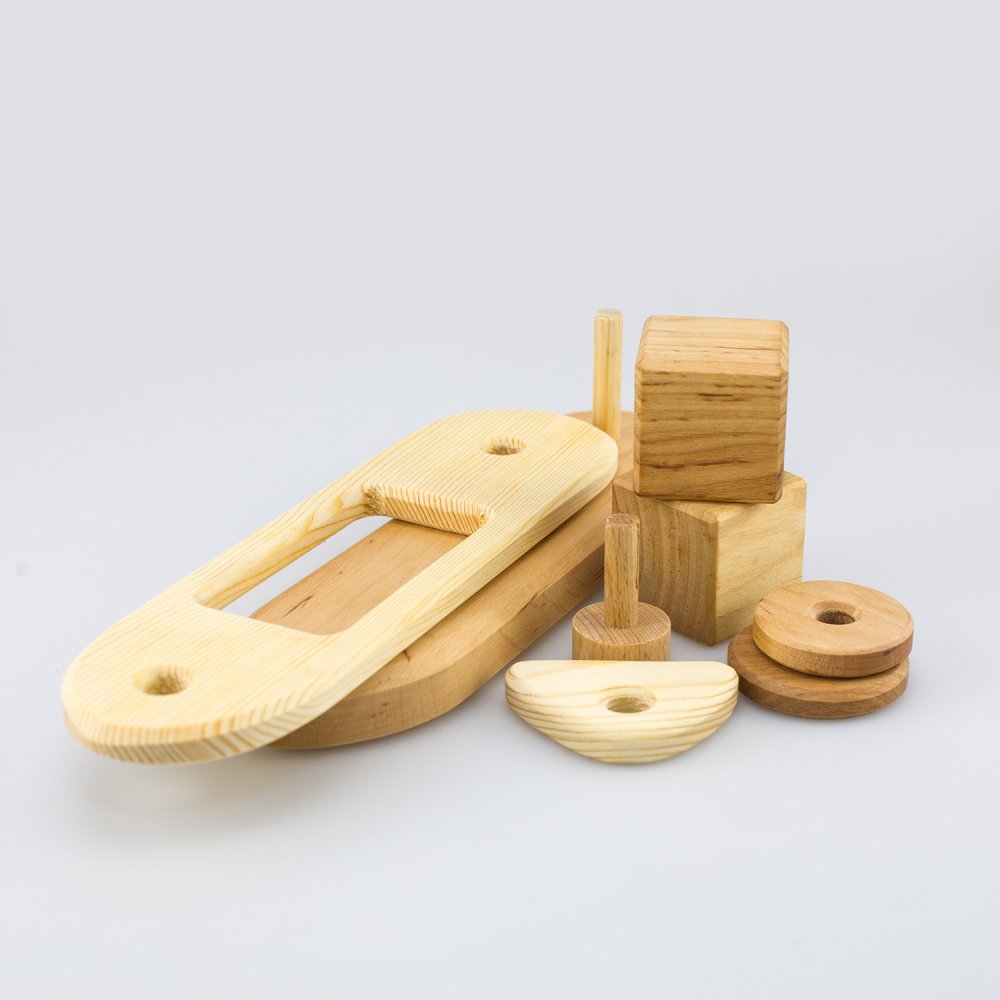 Drei Blätter Vascello gioco impilabile legno naturale 8 pezzi
