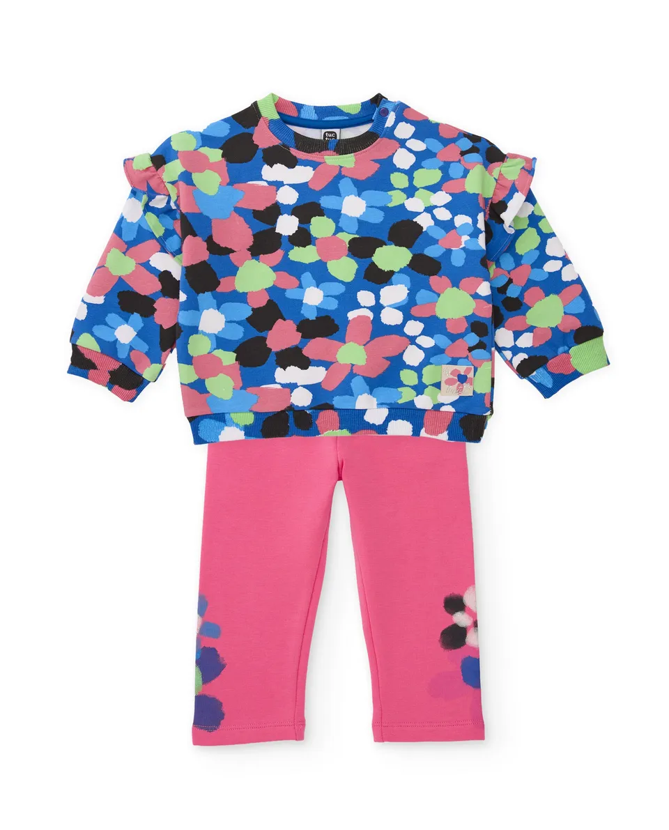 Tuc Tuc completo bambina felpa leggings blu rosa