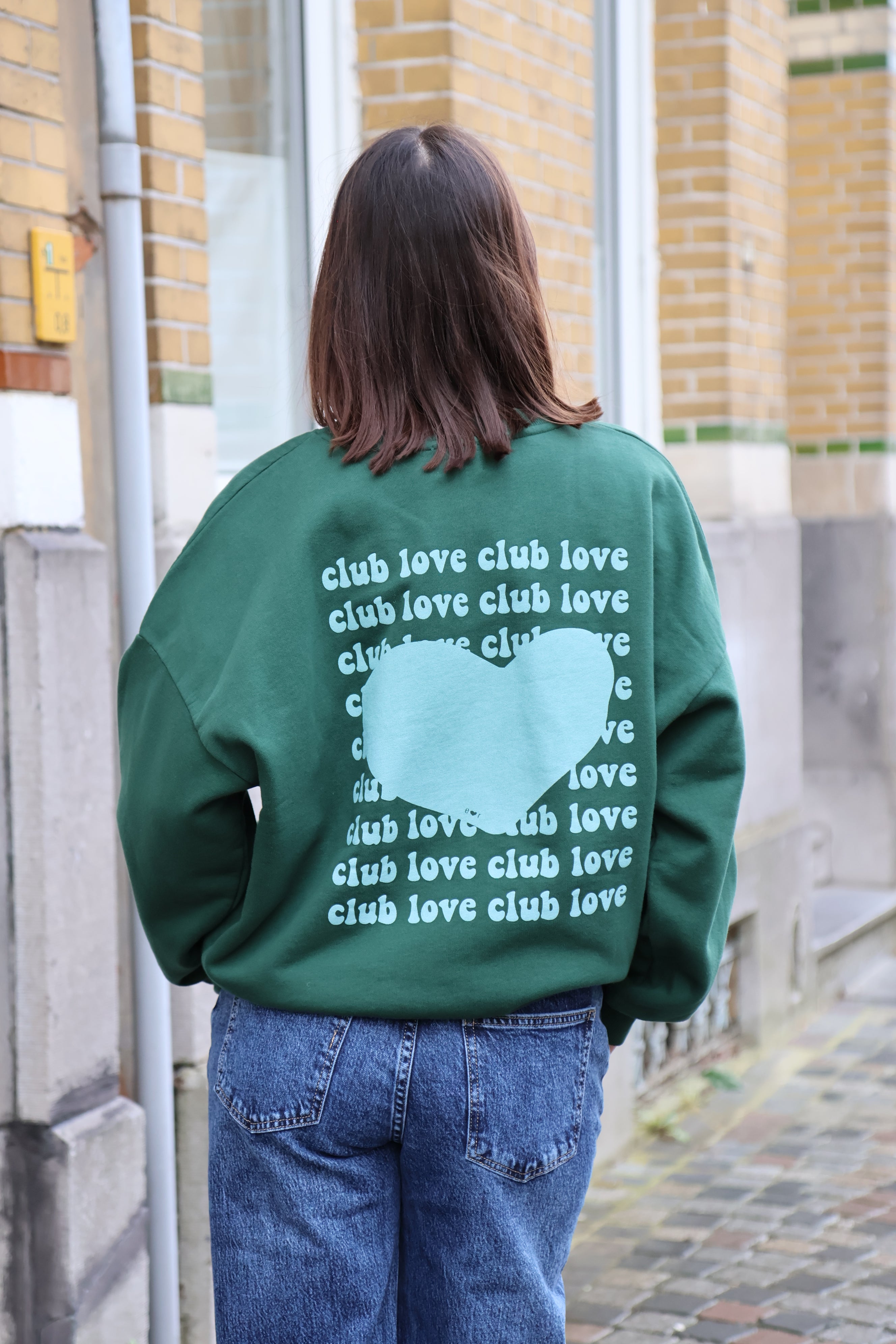 Ella and Rapha Club Love felpa verde loose fit