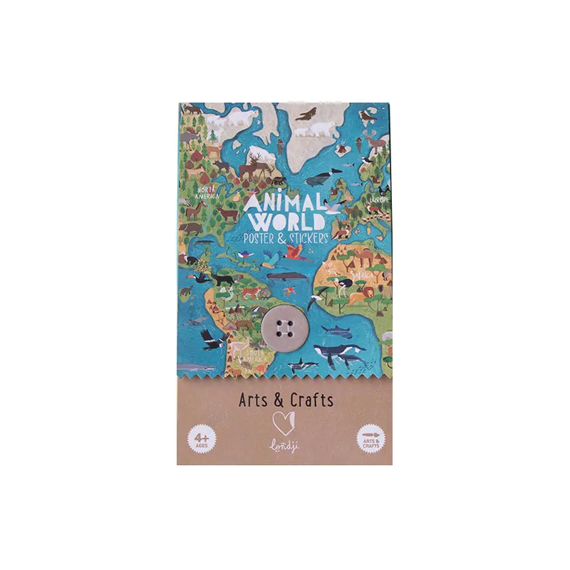 Londji Animal World Poster Mappa con 165 Adesivi Animali