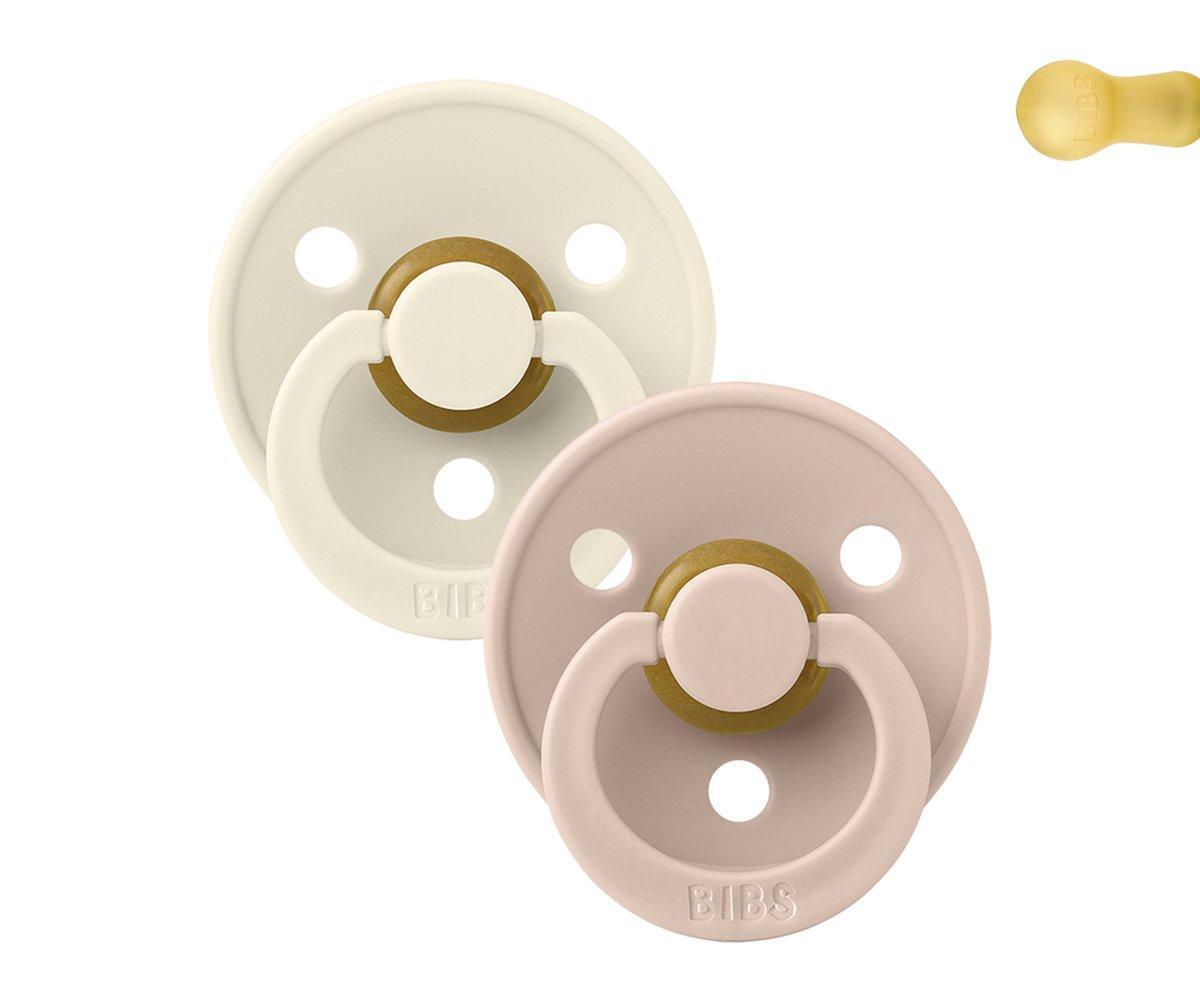BIBS Round ciuccio caucciù 0-6 mesi pack 2 ivory blush