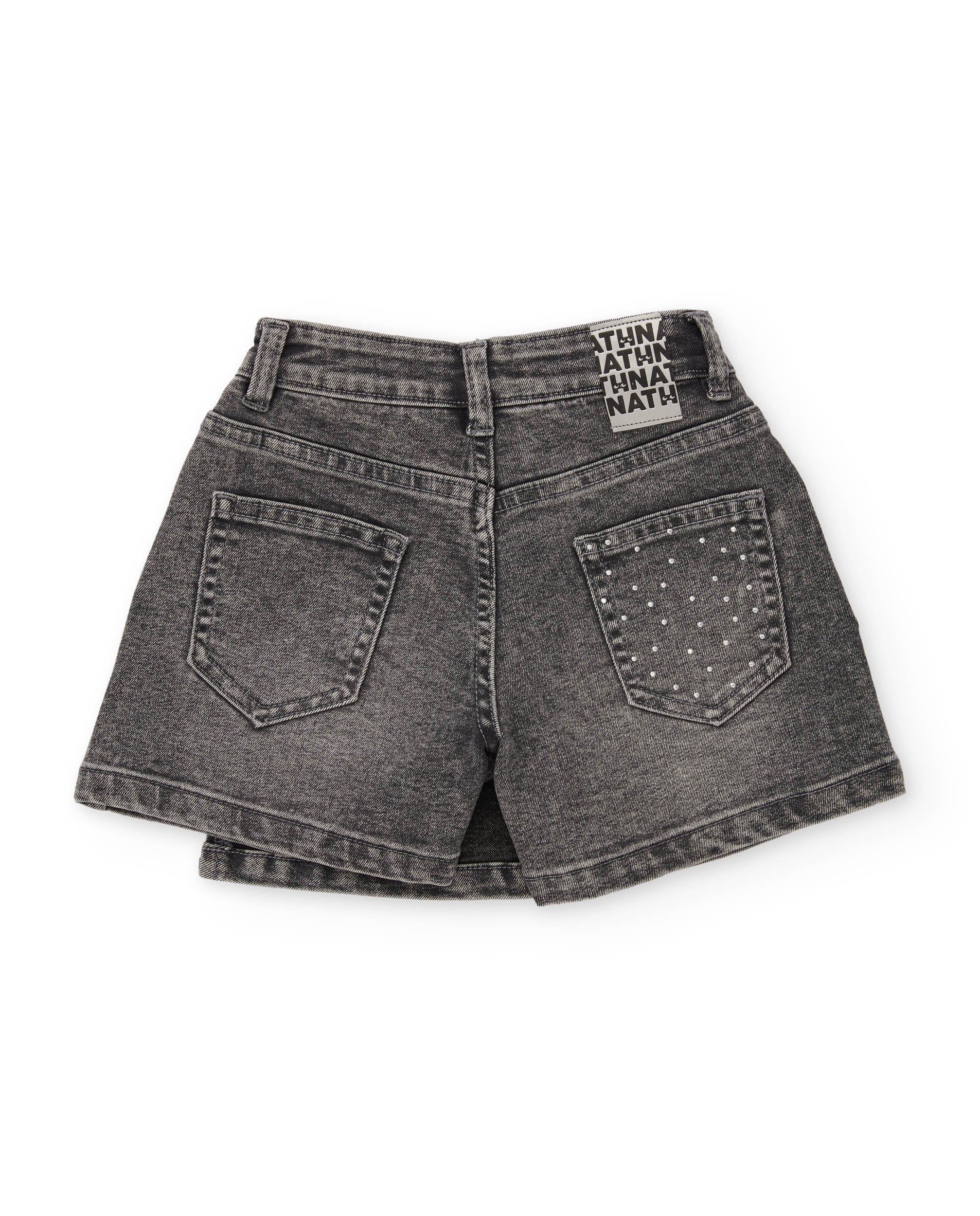 Tuc Tuc Frozen Flowers gonna shorts denim grigia strass