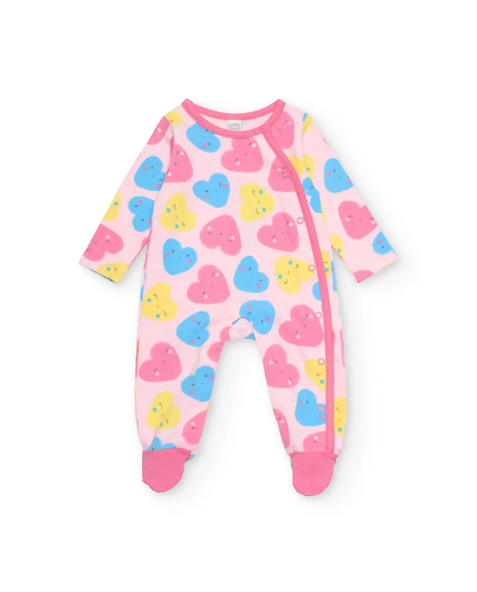 Tuc Tuc pagliaccetto neonata cuori rosa manica lunga