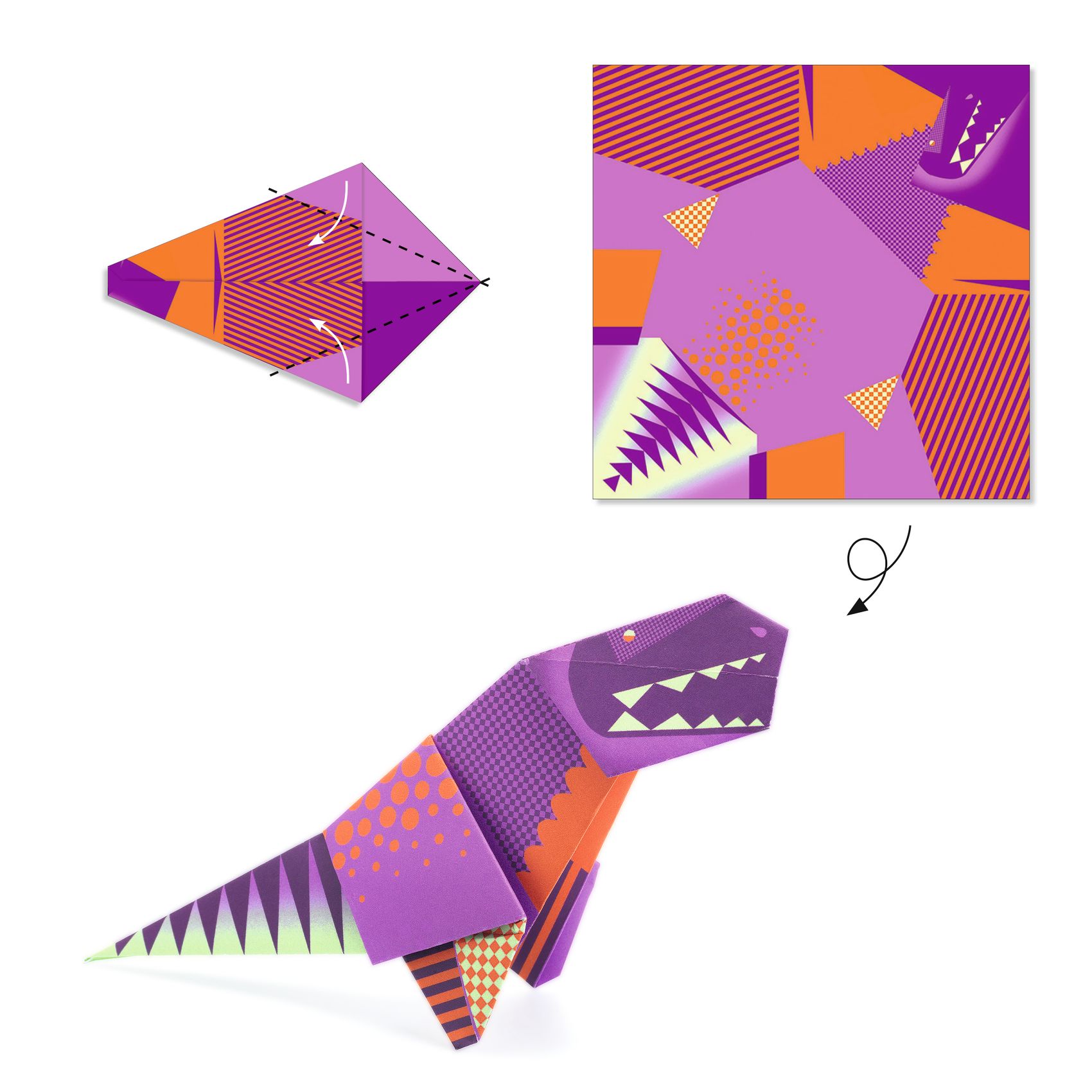 Djeco Origami Dinosaurus kit origami 24 fogli oro