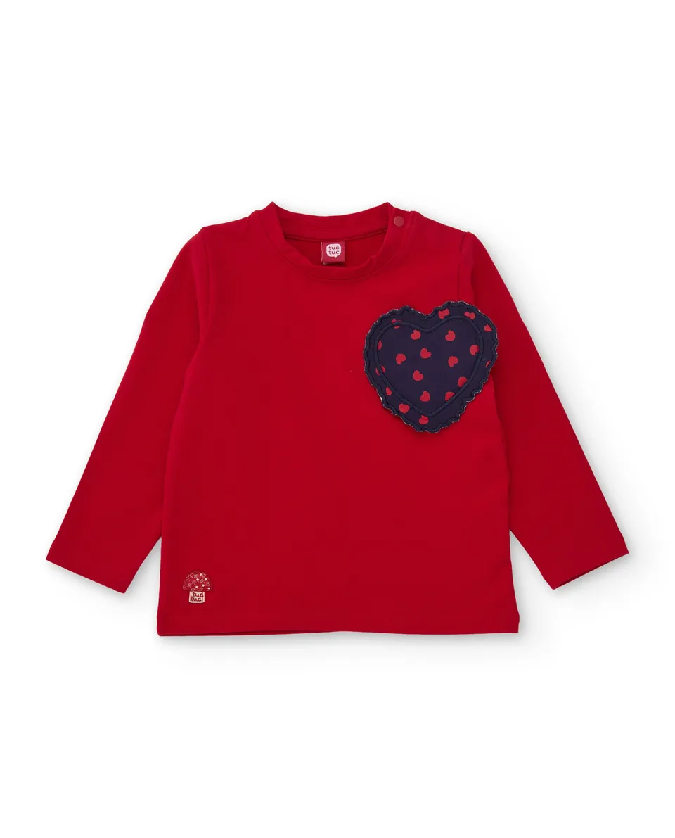 Tuc Tuc maglia bambina manica lunga rossa cuore