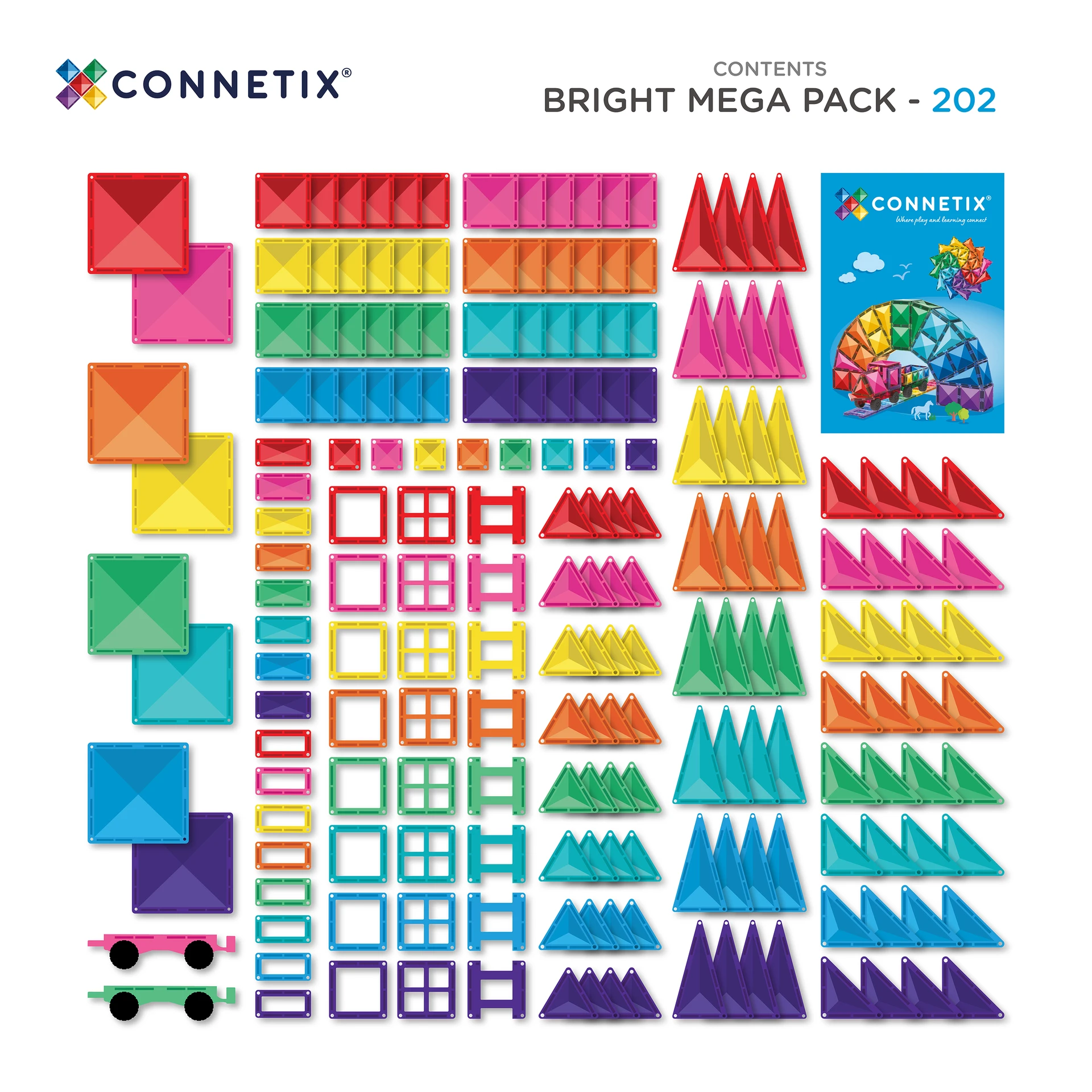 Connetix Bright Mega Pack Costruzioni Magnetiche 202 Pezzi