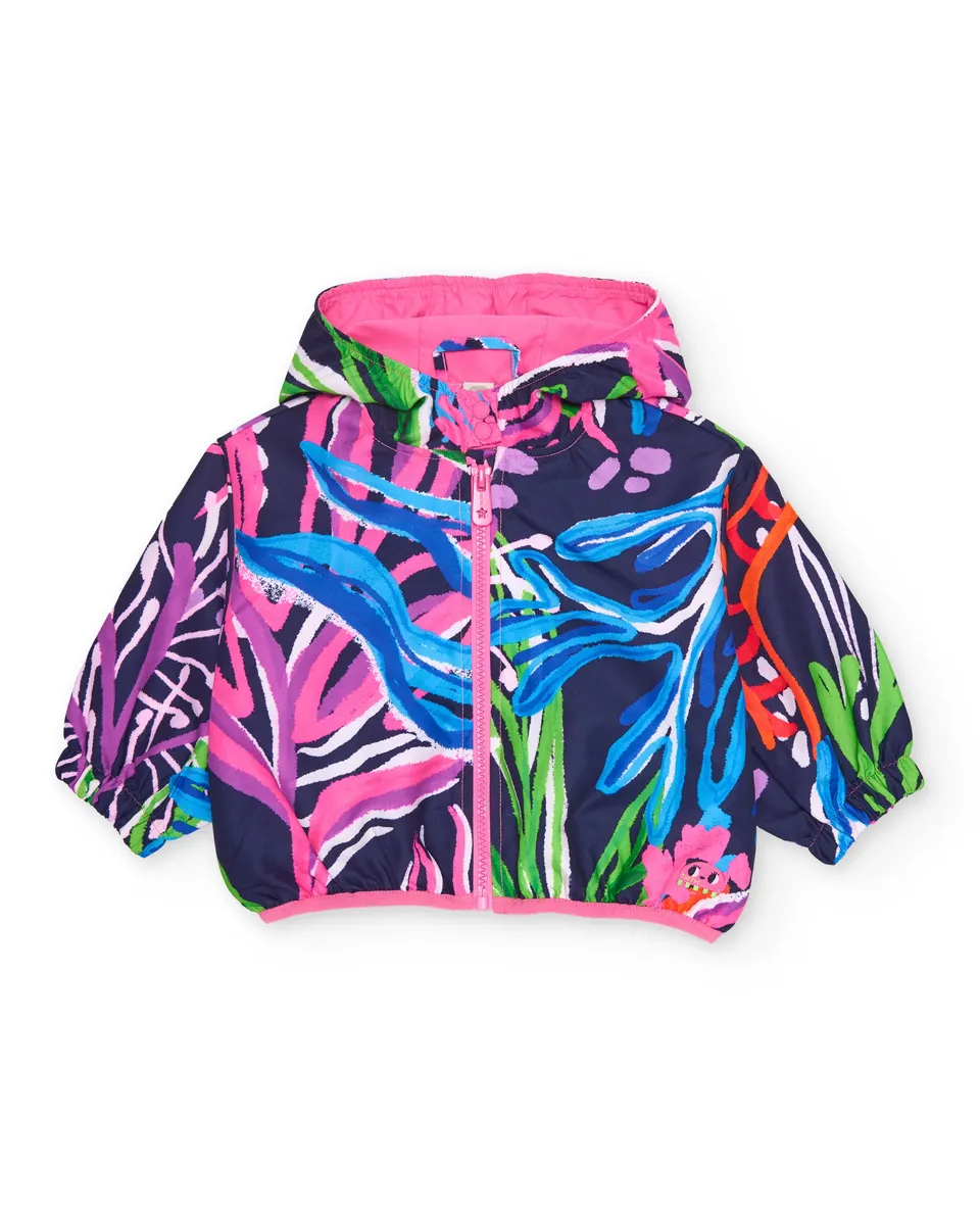 Tuc Tuc giacca bambina con cappuccio blu stampa mare