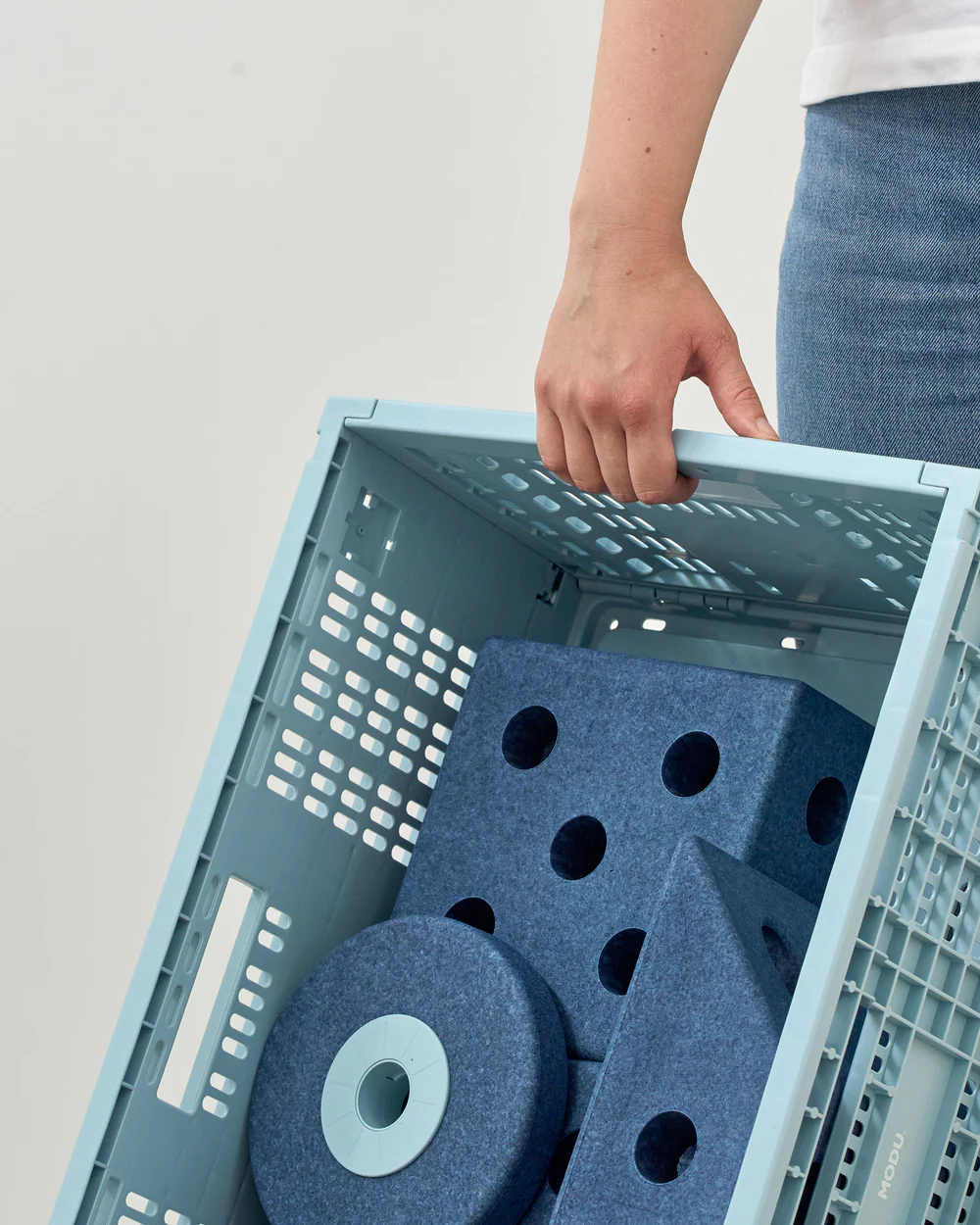 MODU Storage Crate cassetta contenitore azzurra 60x40