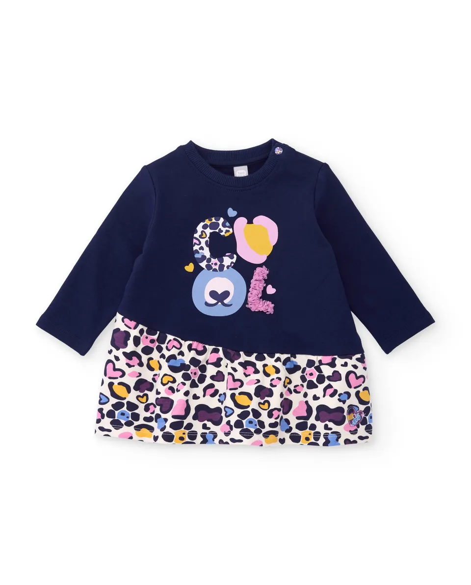 Tuc Tuc vestito bambina blu pile caldo tigre