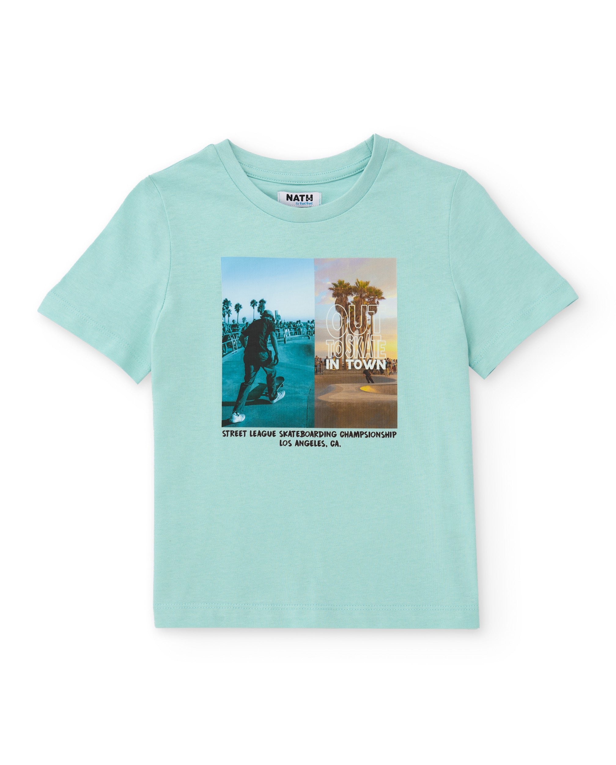 Tuc Tuc t-shirt bambino skate turchese collo rotondo