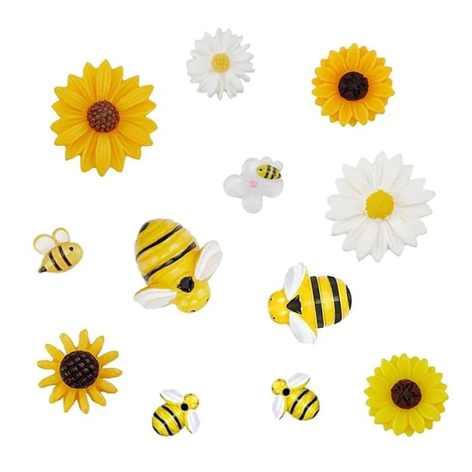 Mini set deco figure api e fiori 1-2,5 cm