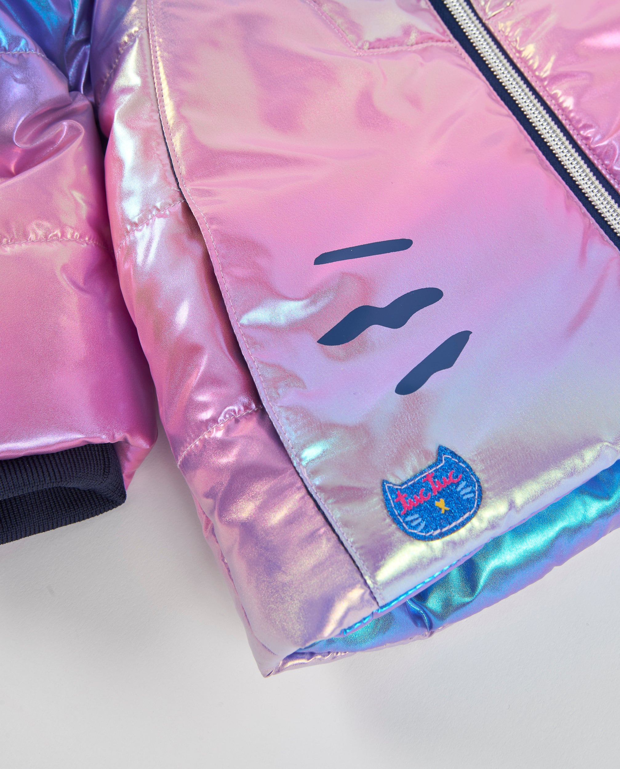 Tuc Tuc Meow Meow piumino bambina olografico azzurro