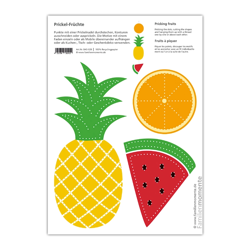 Cartolina A5 da punzonare Frutta lavoretto carta riciclata