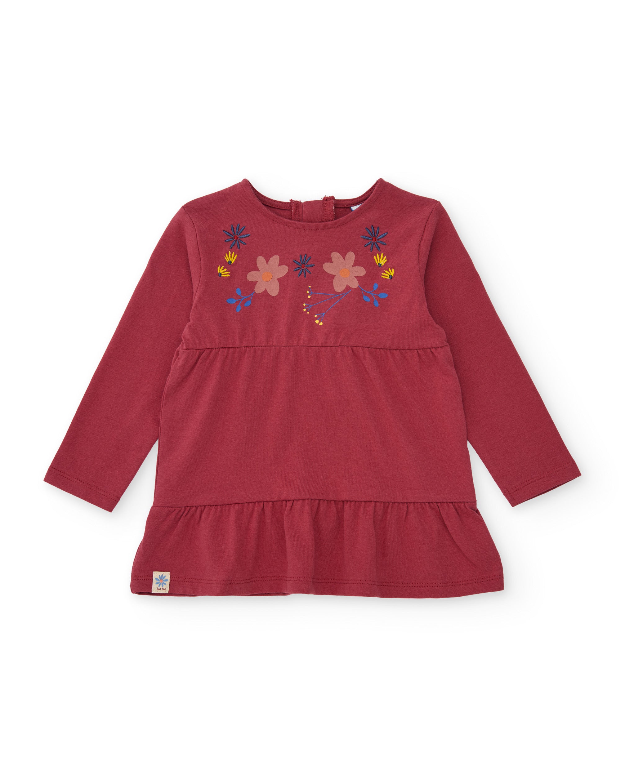 Tuc Tuc maglietta bambina bordeaux fiori arricciata