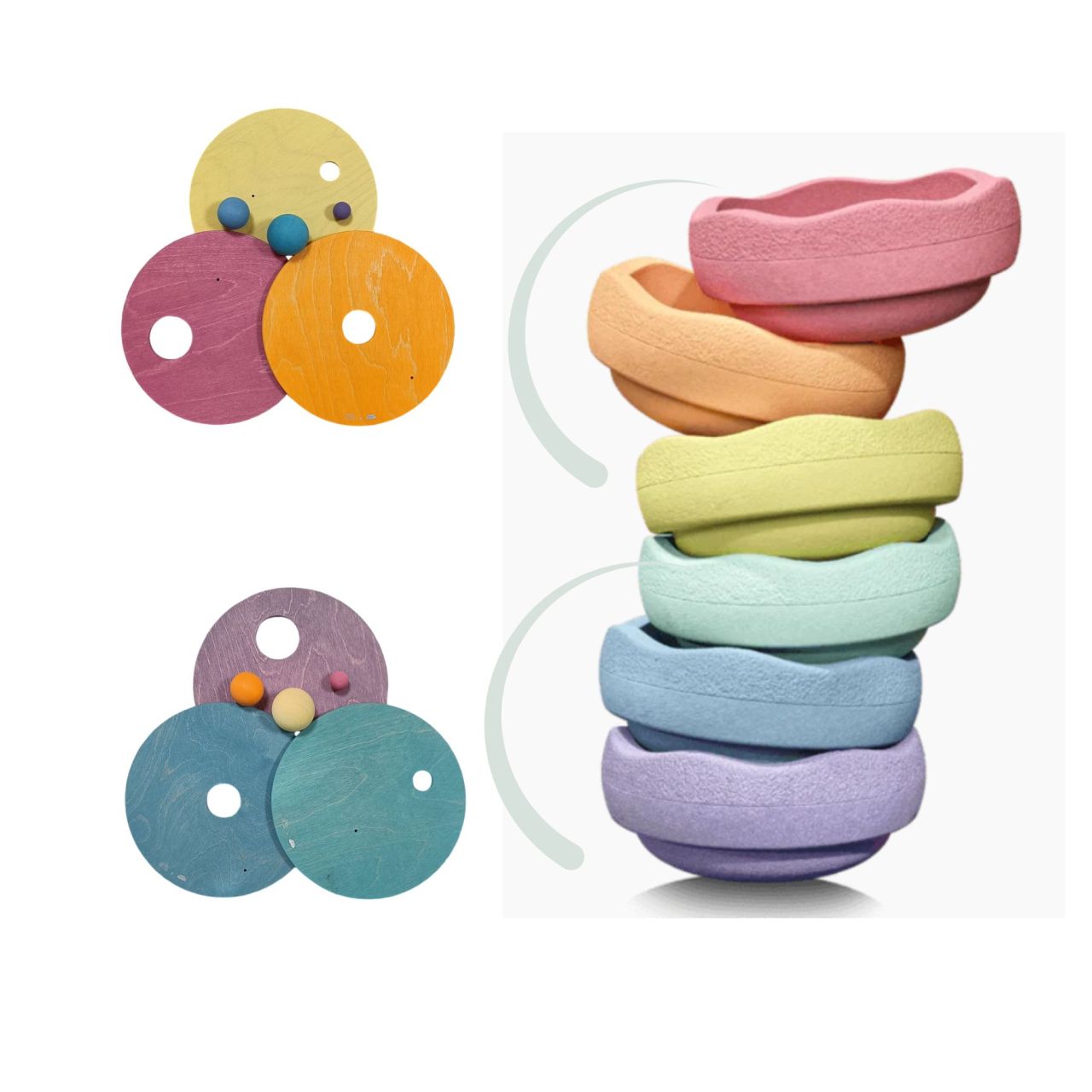 Grimm’s Stapelstein Rolling Discs Warm Pastel 3 dischi