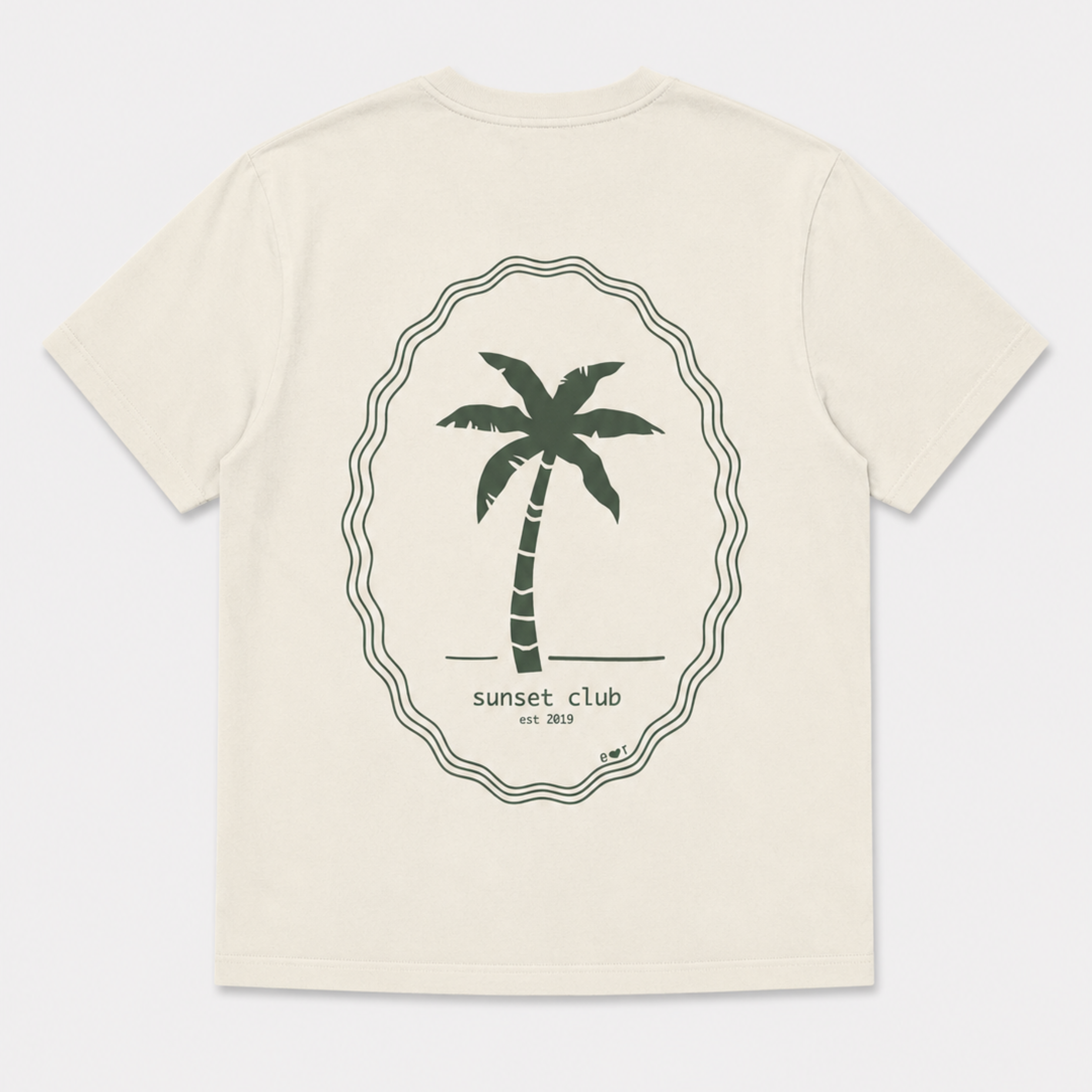 Ella and Rapha Palmtree t-shirt uomo avorio vestibilità comoda