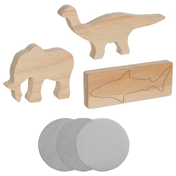 Goki Set 3 Blocchi Intaglio Animali Legno 19 cm