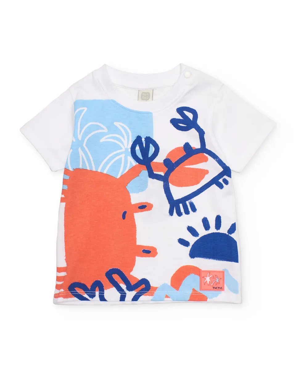 Tuc tuc t-shirt bimbo bianca con bottoni e stampa
