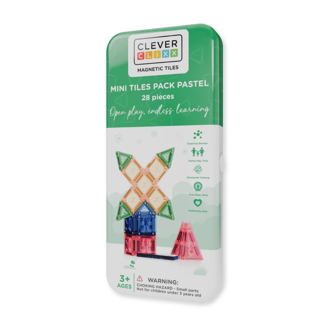 Cleverclixx Mini Tiles Pack Pastel costruzioni magnetiche 28 pz