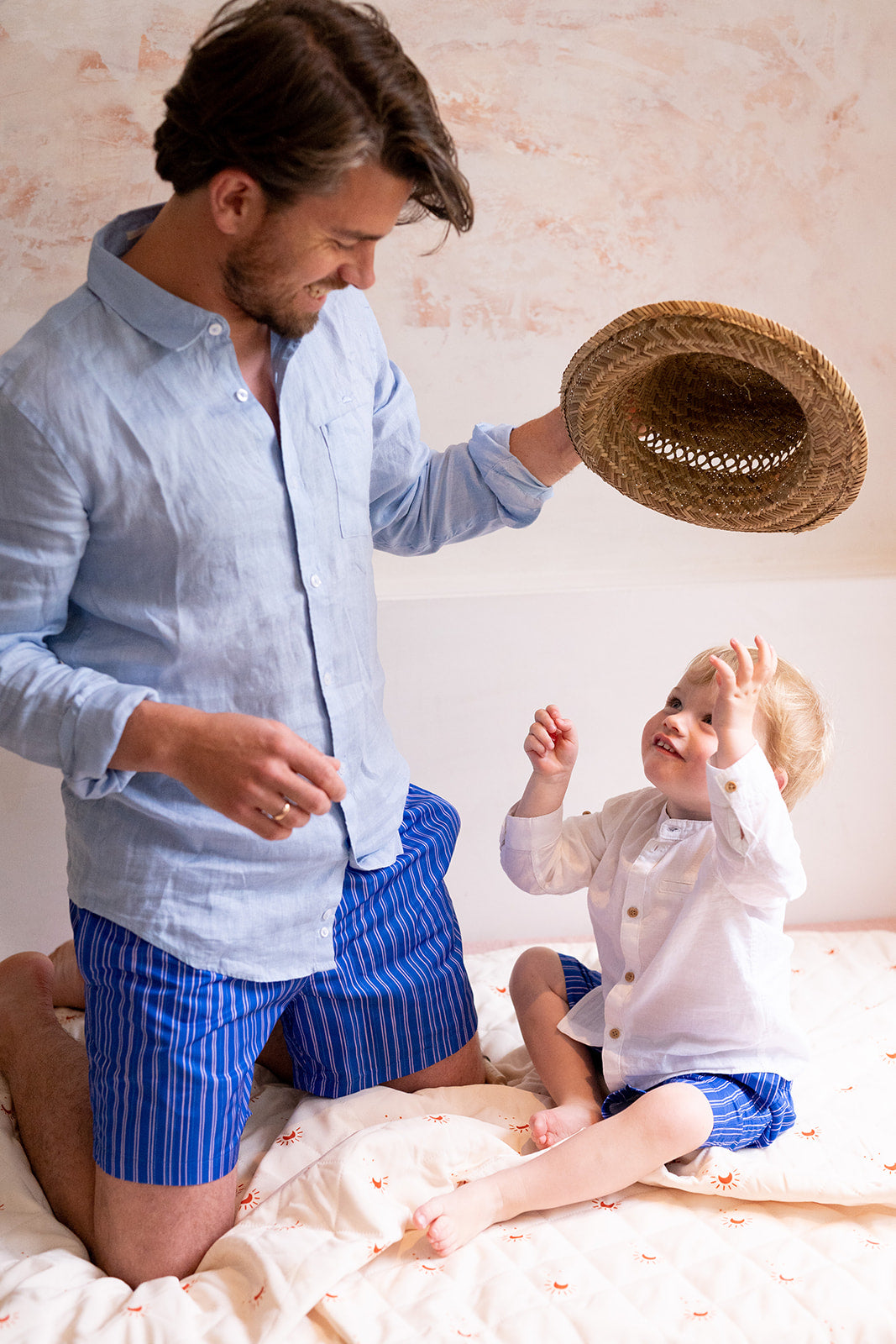 Ella and Rapha Azur costume shorts bimbo righe blu