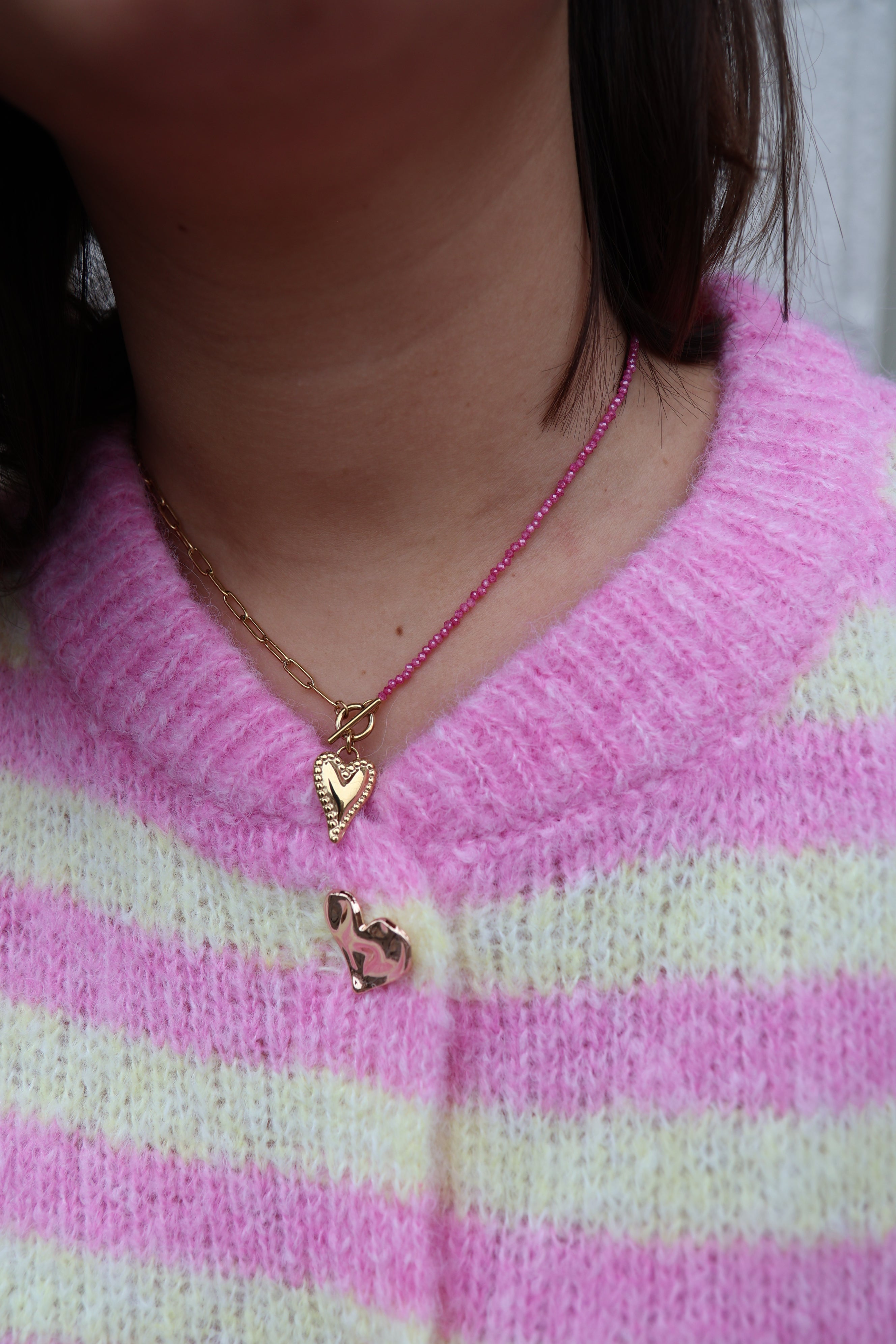 Ella and Rapha Heart 50/50 collana rosa oro acciaio