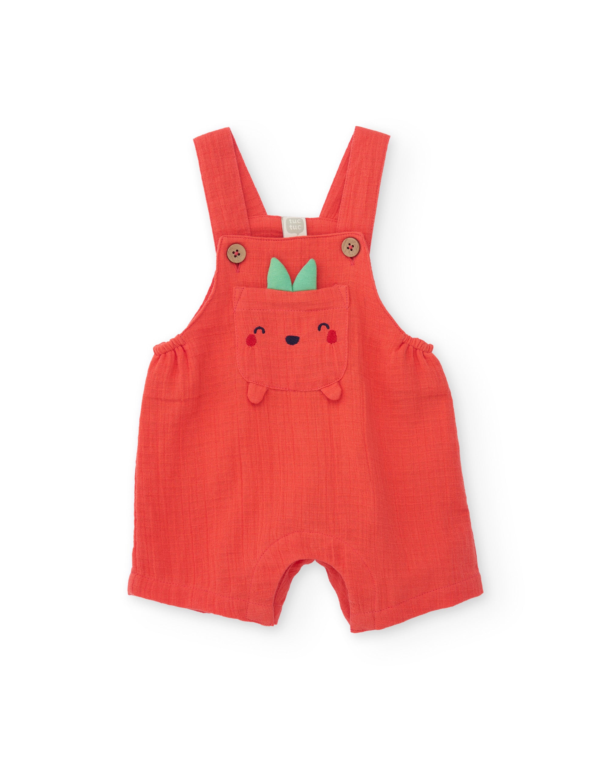 Tuc Tuc completo neonato rosso salopette frutta maglia