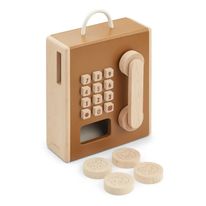Liewood Rufus Coin Telephone Caramel telefono infilo legno