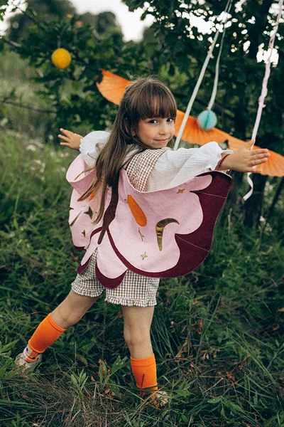 PartyDeco ali di farfalla costume bambina con dorato