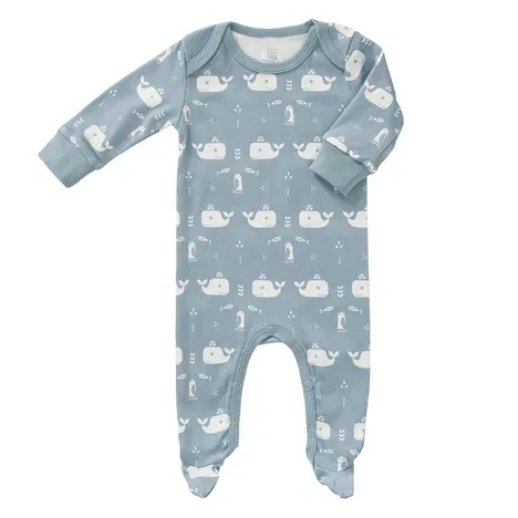 Fresk pigiama con piedi balene blu cotone bio
