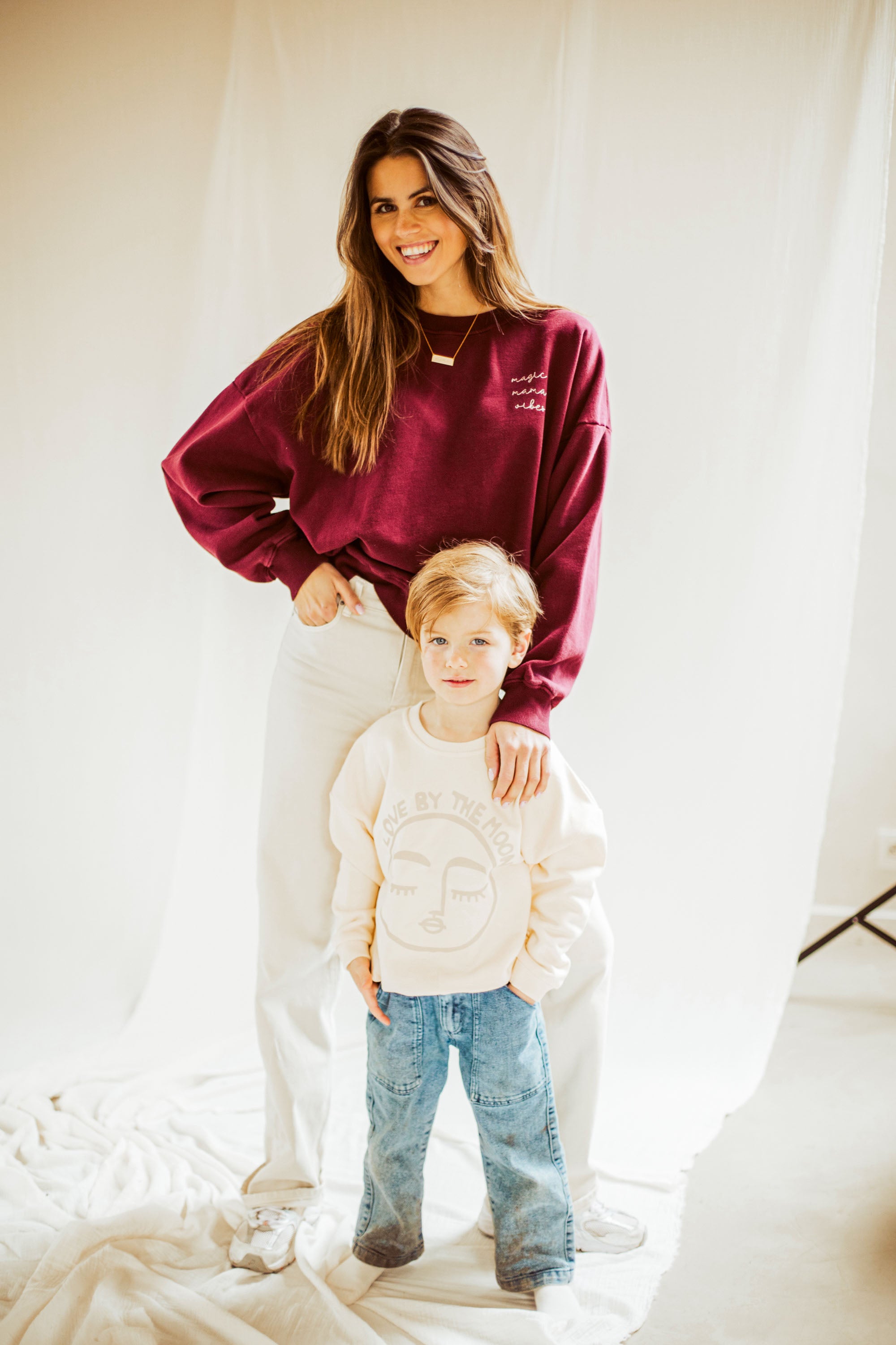 Ella and Rapha Mama Loose Fit felpa bordeaux cotone