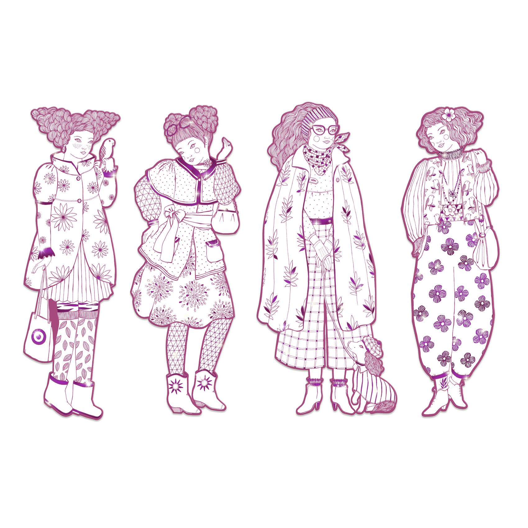 Djeco Rosemary & Friends set 4 sagome da colorare carta