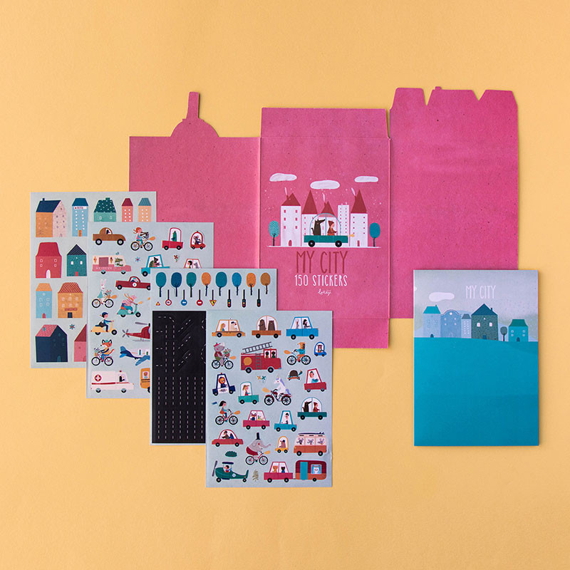Londji City cartella attività 150 stickers rimovibili città