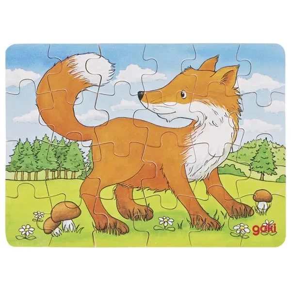 Goki Mini Puzzle Legno Animali Volpe 24 Pezzi