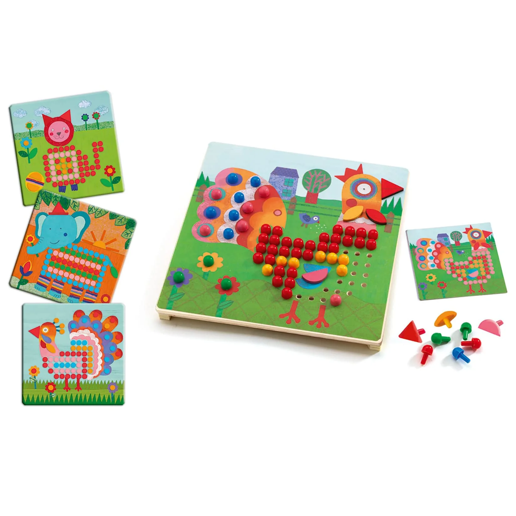 Djeco Animo gioco chiodini mosaico legno 230 perni