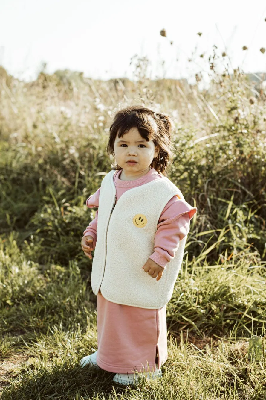 Ella and Rapha Teddy Smiley gilet bimbi ecru pile