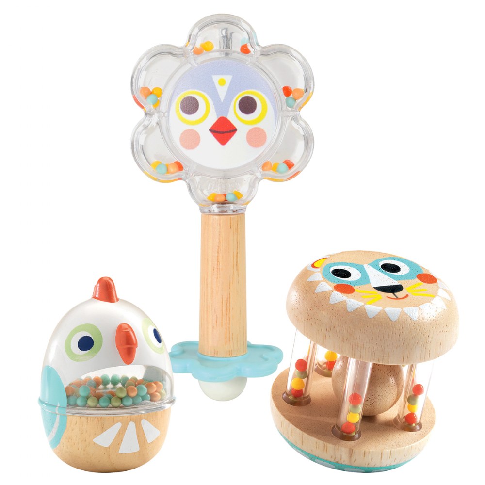 Djeco BabyShaki sonaglio gabbietta legno 4 mesi