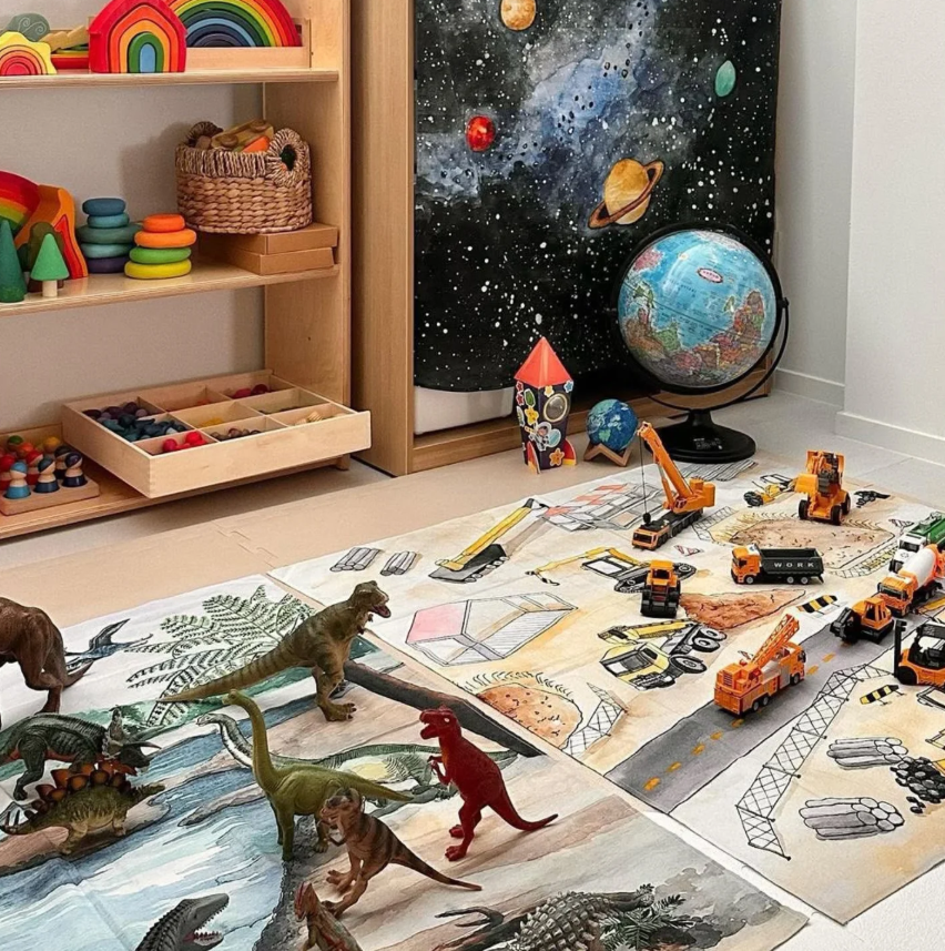 Wonderie Dino telo gioco 100x100 cm cotone bio