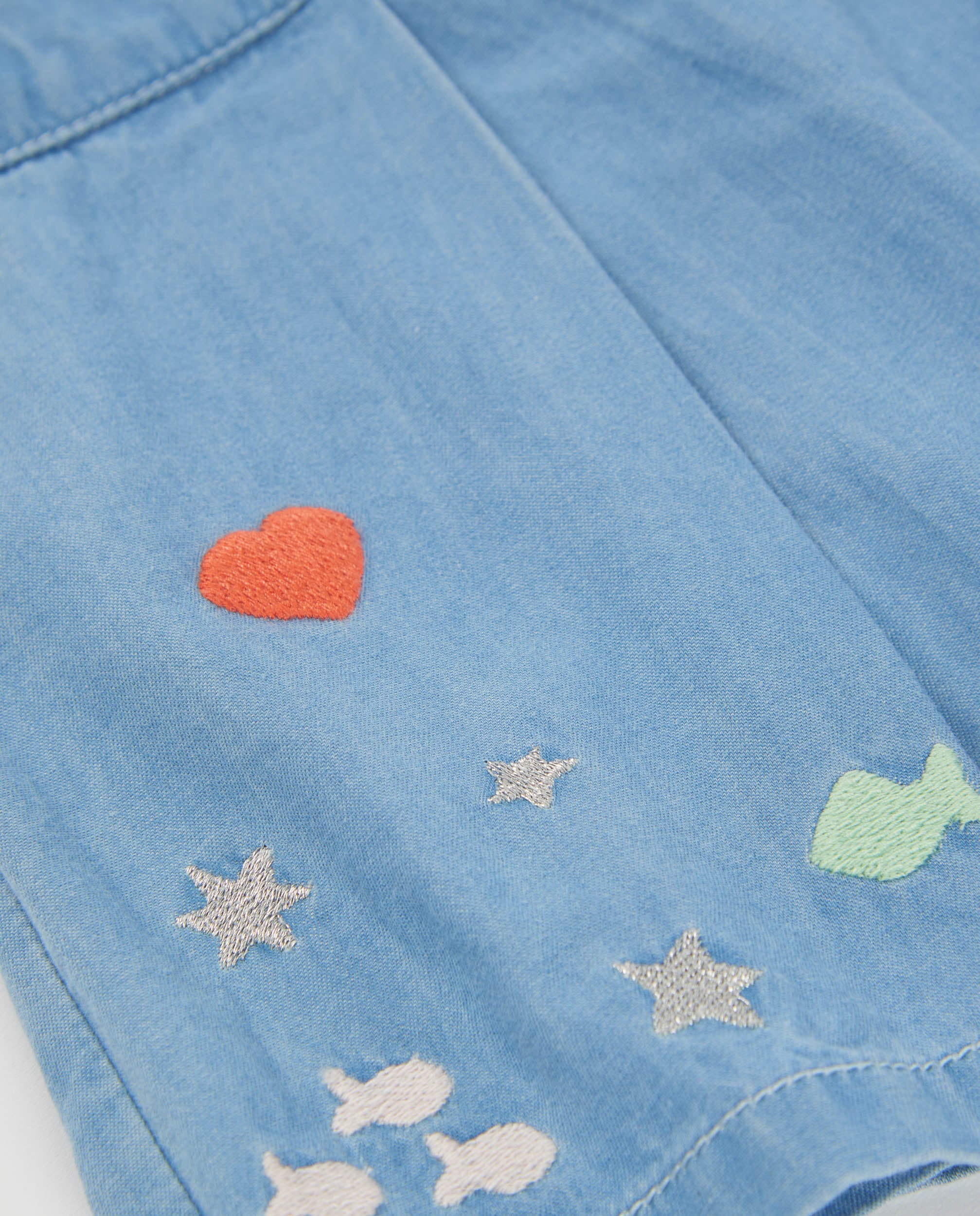 Tuc tuc gonna pantalonetto denim bambina blu ricamo marino