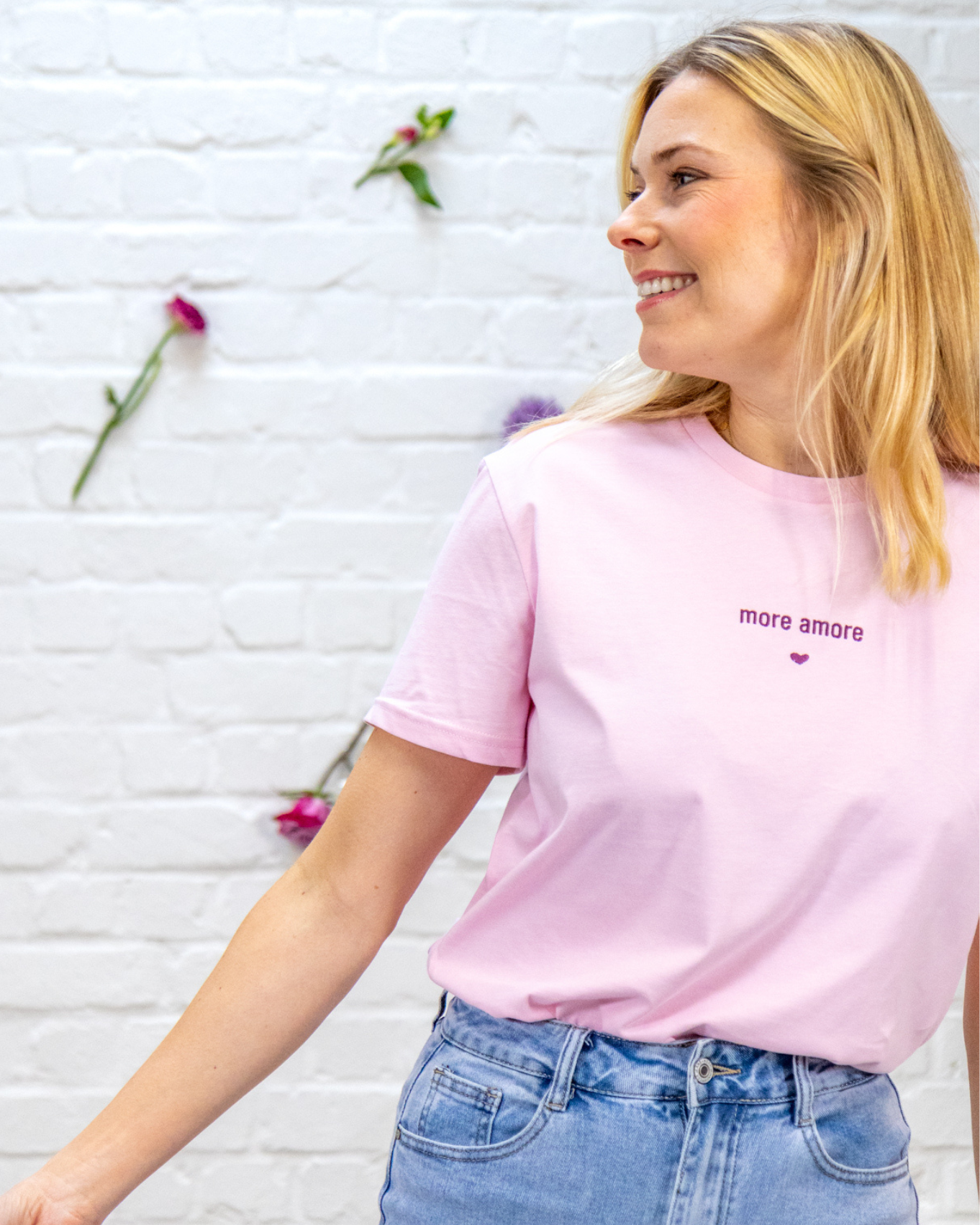 Ella and Rapha More Amore maglietta cotone rosa donna