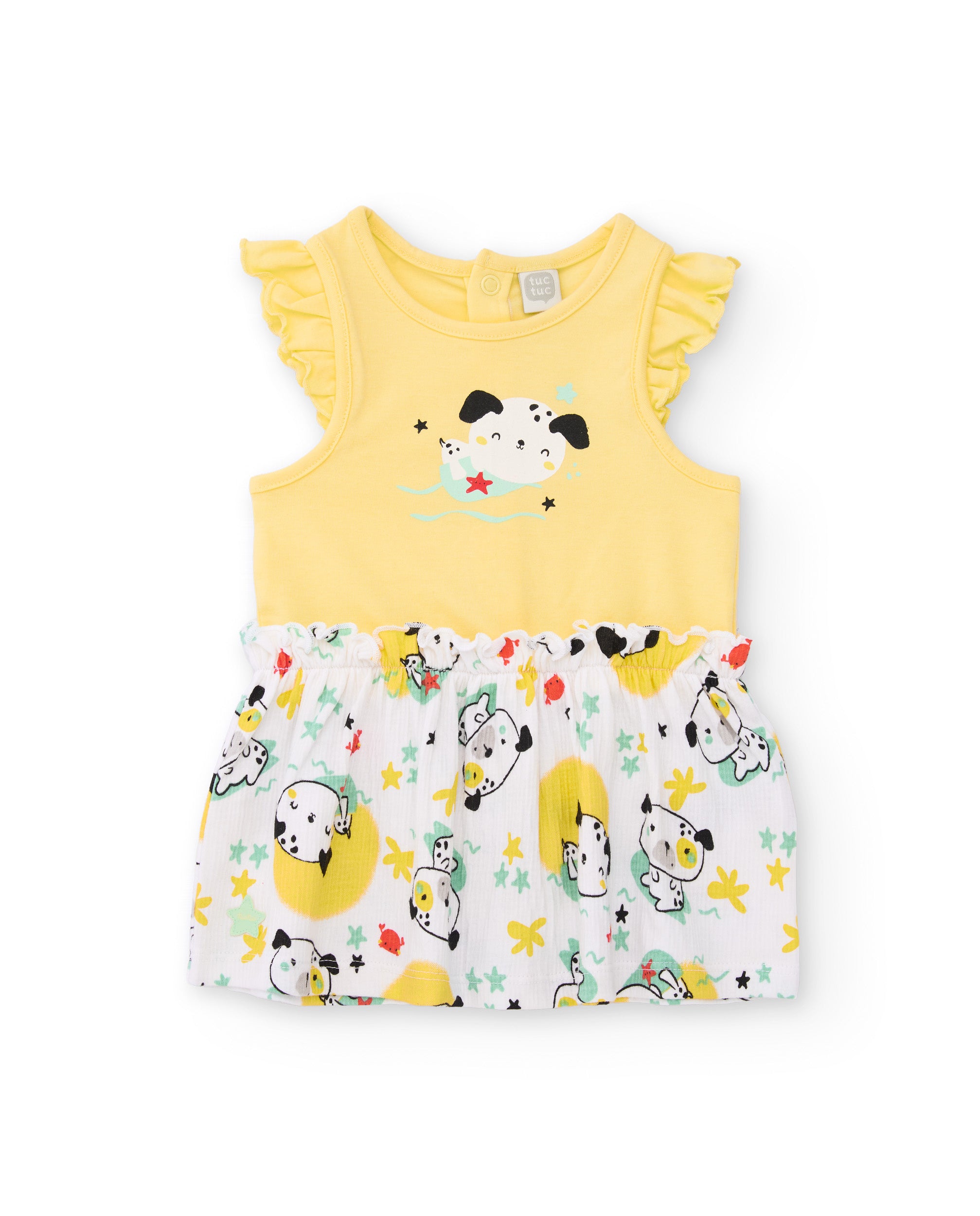 Tuc Tuc vestito neonata giallo cagnolino con culotte